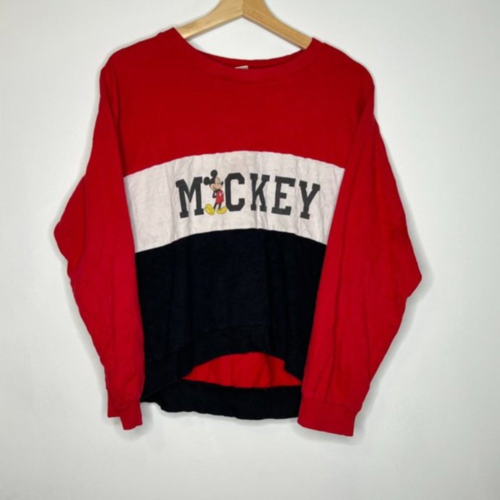 Disney Mickey Mouse striped crewneck pullover sweatshirt XL